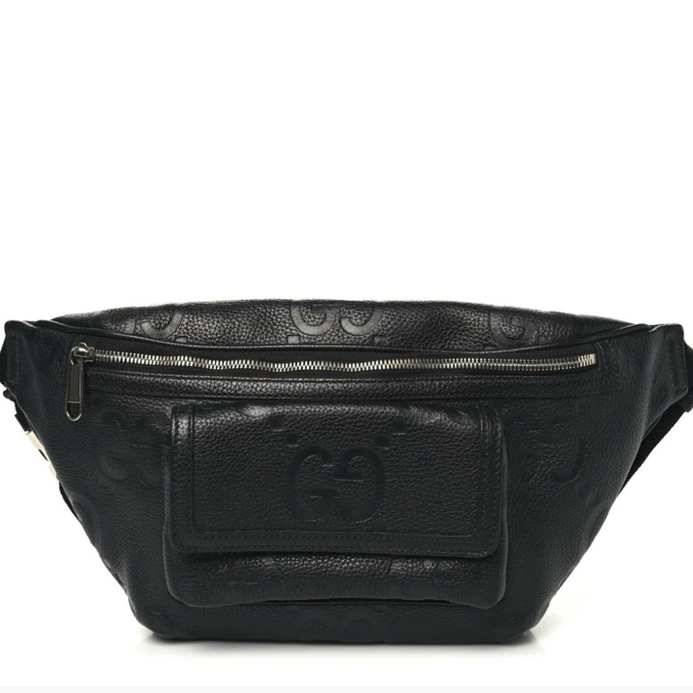 GUCCI
Piuma Calfskin Jumbo GG Embossed Pocket Belt Bag Black